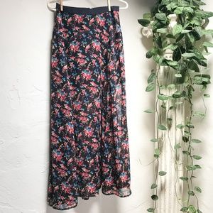 Black and Floral Maxi Skirt